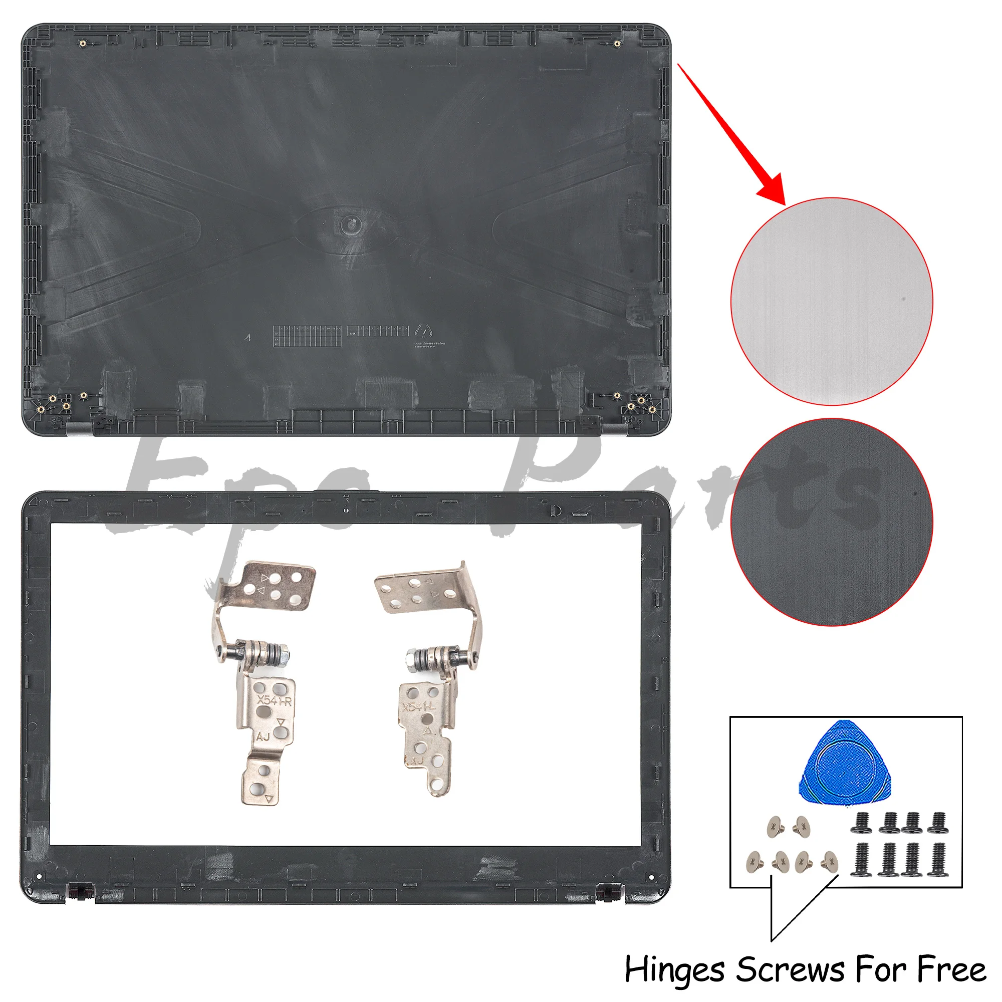 Epc Parts For X541 X541U R541 R540 A540 VM592 VM520U PLASTIC LCD Back Cover/Bezel HINGES Repair Black/SILVER