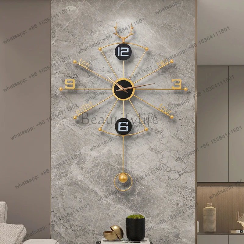 Light Luxury Design Wall Clock Minimalist Led Korean Unique Wall Clock Vintage Unusual Art Retro Fashion Metal Horloge Decor