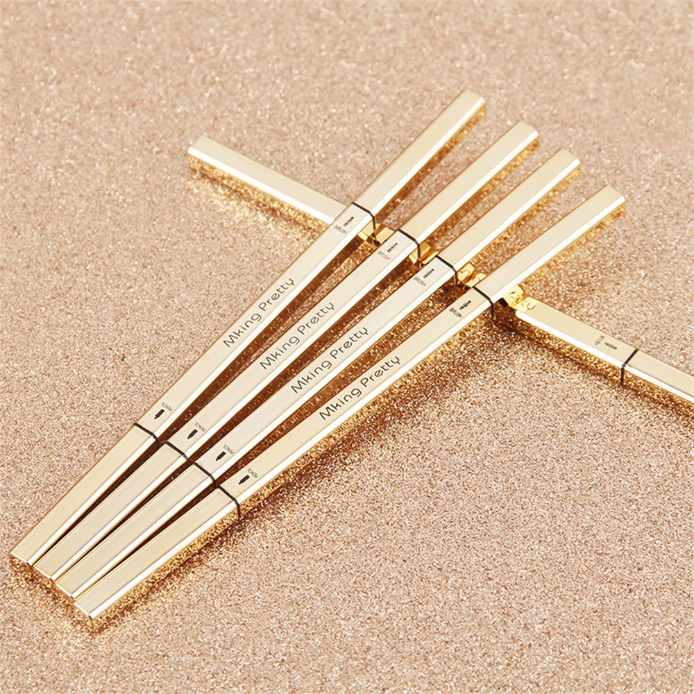 Mascara Enhance Small Gold Bar Eyebrow Pencil Triangle Very Fine Double Eyebrow Pencil Long Lasting 2 In 1 Waterproof