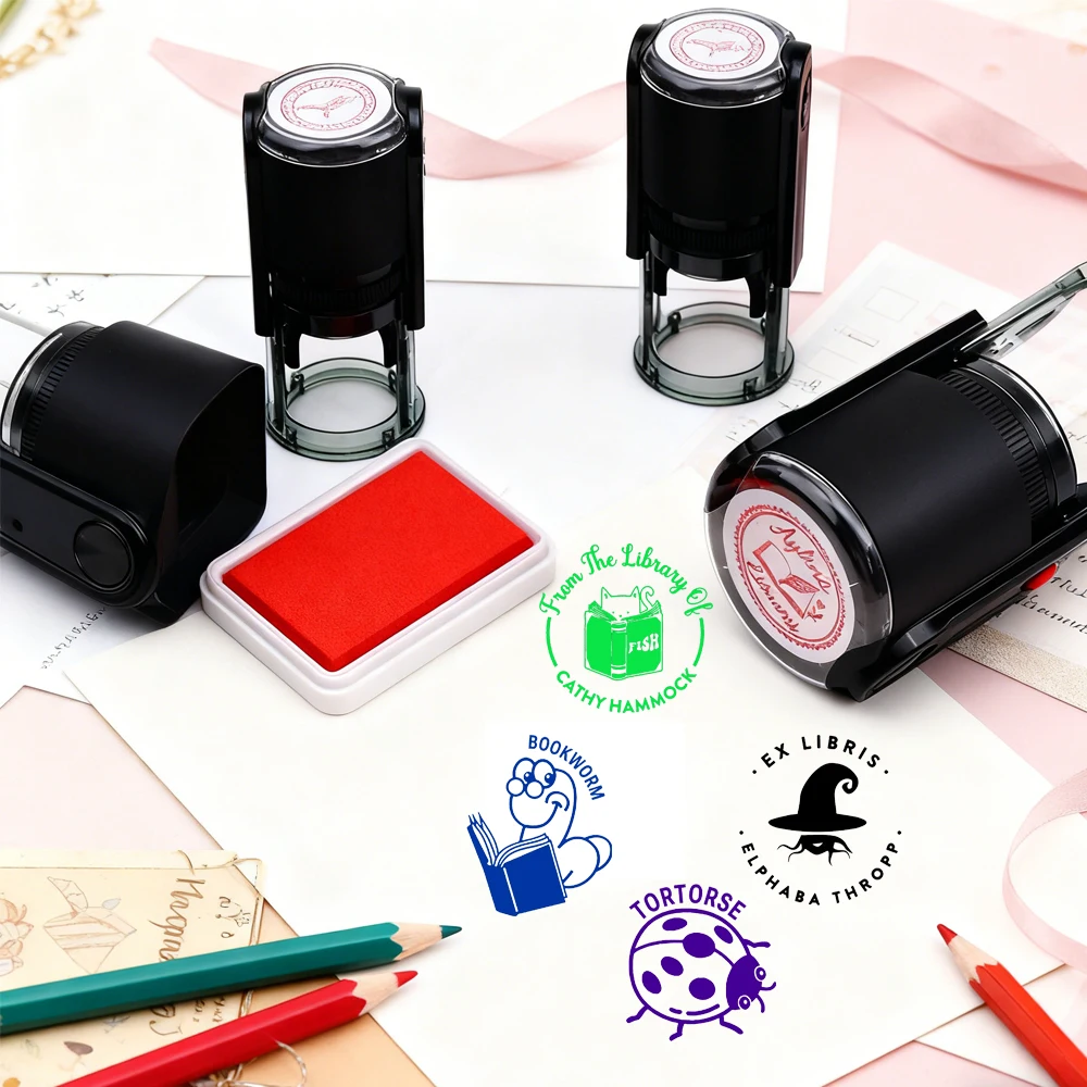 

Personalized Press-Type Round Stamp Customized Text Self-Inking Stamp Logo Design Diy for Scrapbooking Documents Craft Tools