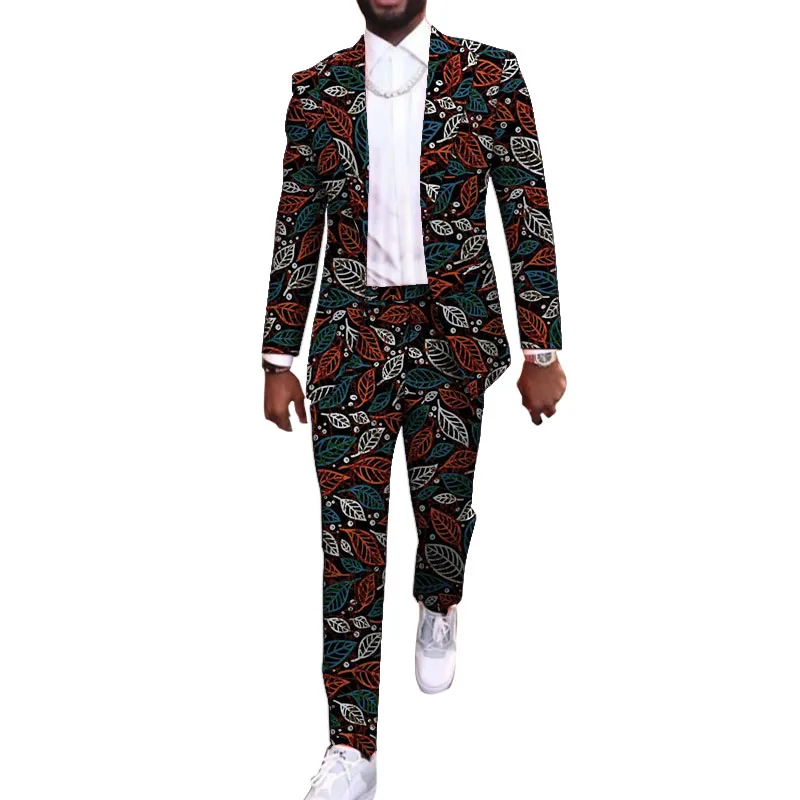 New Arrivals African Party Wears Customized Casual Men‘s Pant Suits Blazers Patch Trousers Ankara Fashion Male Wedding Garments