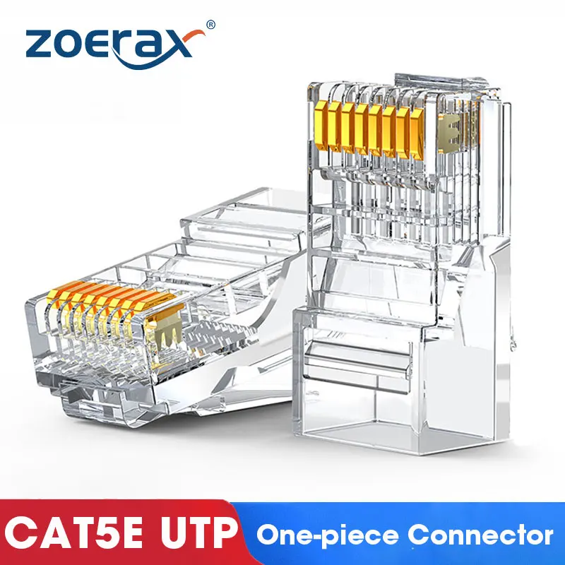 ZoeRax CAT5e CAT6 Stecker RJ45 Modularstecker Netzwerkstecker 50μ vergoldet 1,1mm Lochende für Ethernet-Kabel – Detail 6