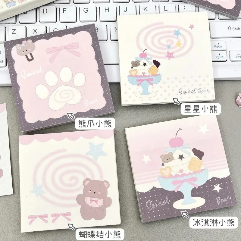 30sheetsOriginal Ice Cream Bear Notes Ins High Value Sticky Note Stickers Office Note Stickers Notepad Cute Note Books for Girls