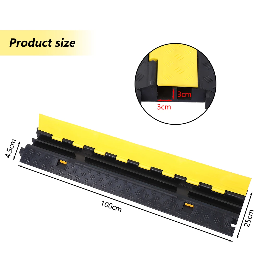 Premium Rubber Cable Protector 2 Channel 12000 Lbs/strip Load Capacity Traffic Wire Hose Ramp Cord Cover