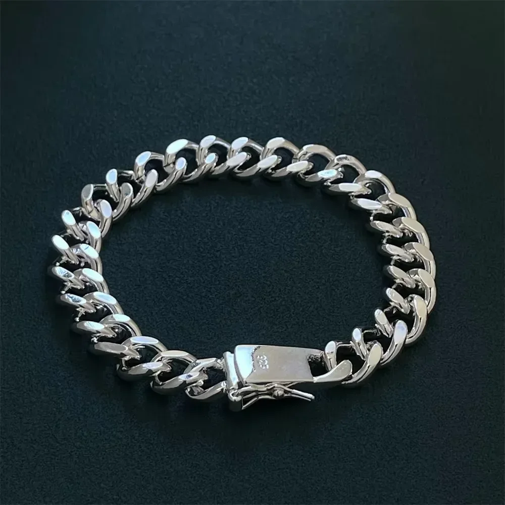 925 Sterling Silver Jewelry Square Clasp Cuban Bracelet Luxury Banquet Engagement Party Gift For Women