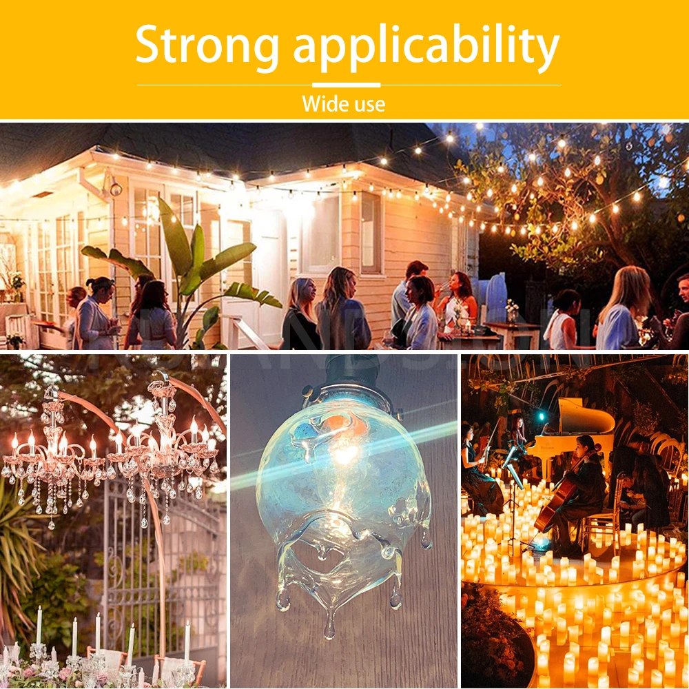 Flame LED Bulb E12 Candelabra Base AC110-130V C18 Warm Orange 1800K Clear Glass Candle Lamp Bulb for Christmas Holiday Decor