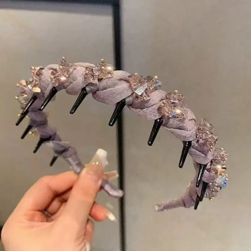 Elegante e lussuoso cristallo intarsiato fascia dentata di fascia alta festa accessorio moda fermaglio per capelli viso multifunzionale