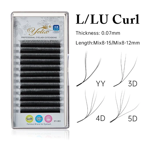 Yelix L/LU/M Curl YY 3D 4D 5D W forma extensión de pestañas tejidas a mano suave luz Natural pestañas prefabricadas volumen ventilador pestañas