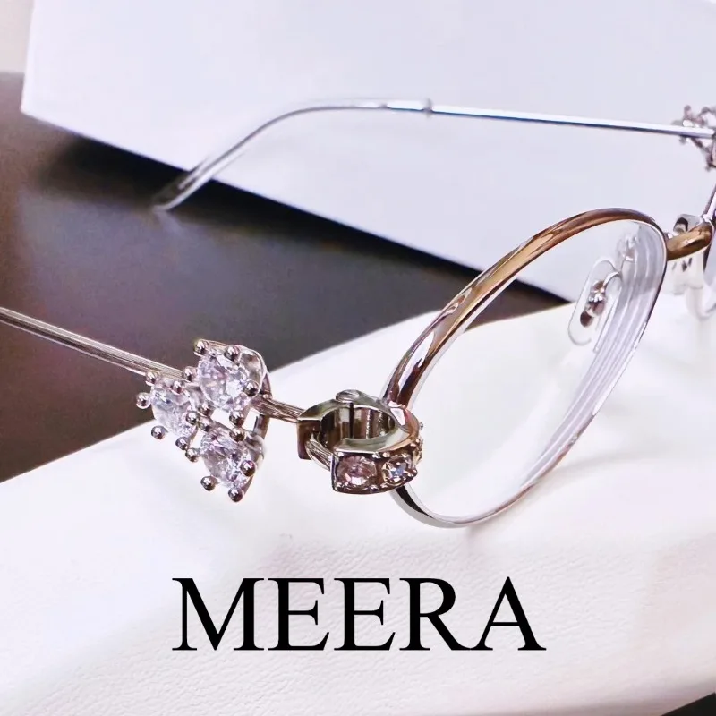 

Oval Shades Korea New Gm Bling Eyeglasses Frames Clear Lens Small Round Women Men Diamond-Encrusted Glasses Frame Eyewear