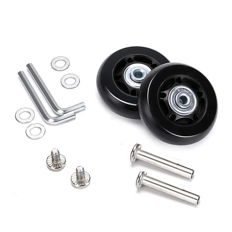 60Mm X 18Mm Luggage Suitcase Replacement Wheels, Rubber Swivel Caster Wheels Bearings Repair Kits