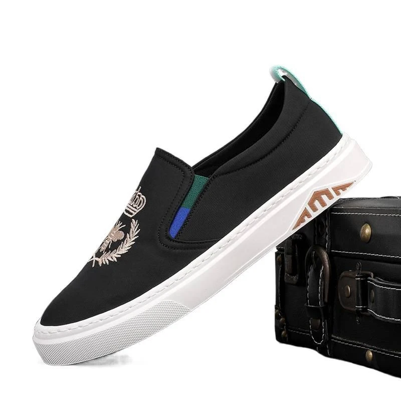 

New Spring Men's Shoes Chinese Style Breathable Plaid Shoes No-Lace Men's Low-Top Casual Canvas Shoes