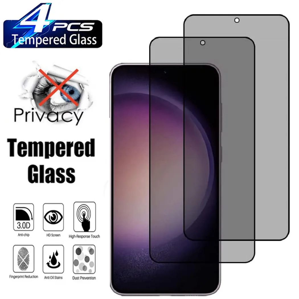 Protector de pantalla de vidrio antiespía para móvil, cristal de privacidad para Samsung Galaxy S20FE A54 A53 A35 S21FE 5G, A34 A15 A55 A25 A05S 5G, 2/4 unidades