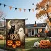 Black Cat Ghost Pumpkin Garden Flag 12×18 Inch Halloween Decor jjp