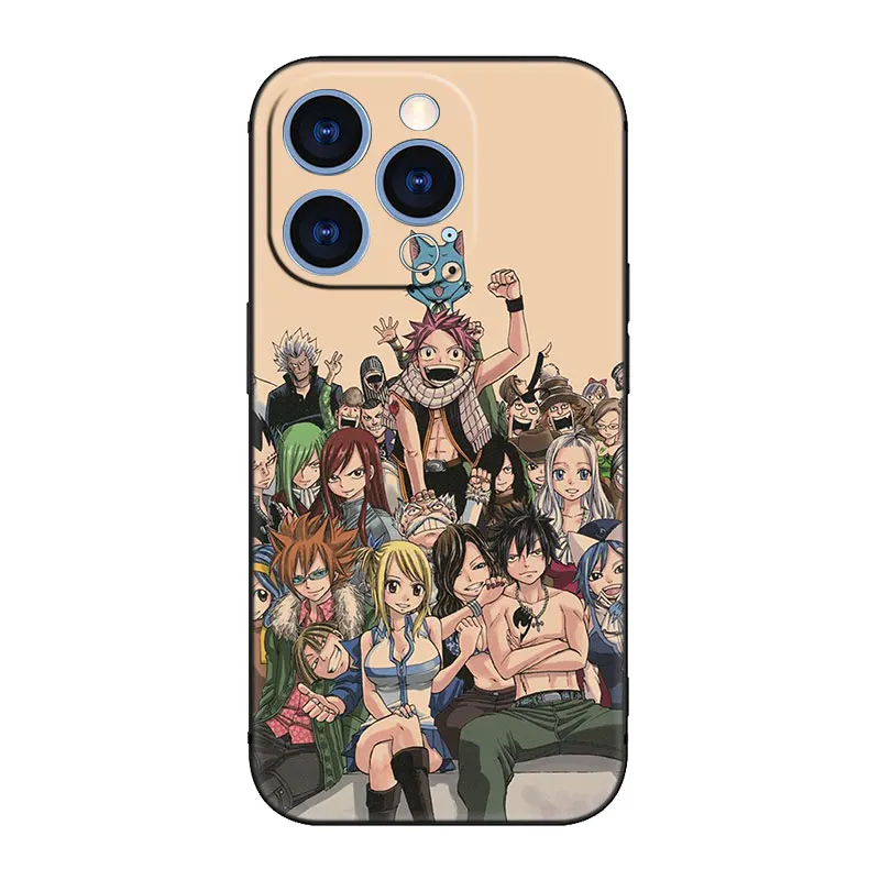 Anime Fairy Tail Phone Case For Apple iPhone 14 13 12 Mini 11 Pro XR X XS MAX 6S 7 8 Plus 5S SE 2020 2022 Black Cover