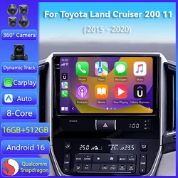 Android 16 Car Radio For Toyota Land Cruiser 200 11 2015 2016 - 2020 Carplay Auto GPS Multimedia Player Video DVD WIFI+4G Stereo