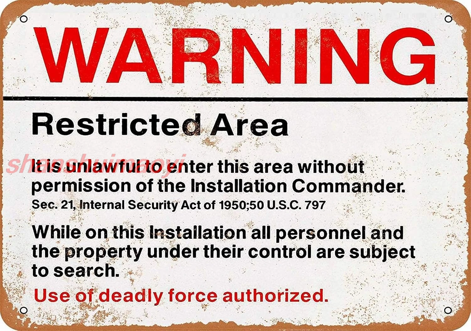 12 x 8 Metal Sign - Warning Restricted Military Area 51 - Vintage Wall Decor Art SHAN