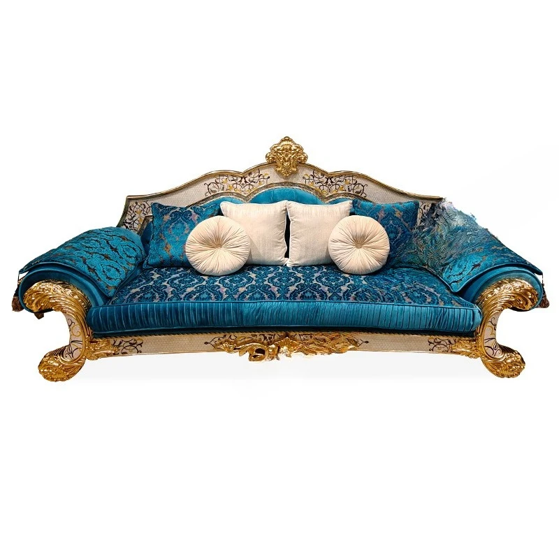

French court, shell parquet sofa, European luxury solid wood furniture, retro