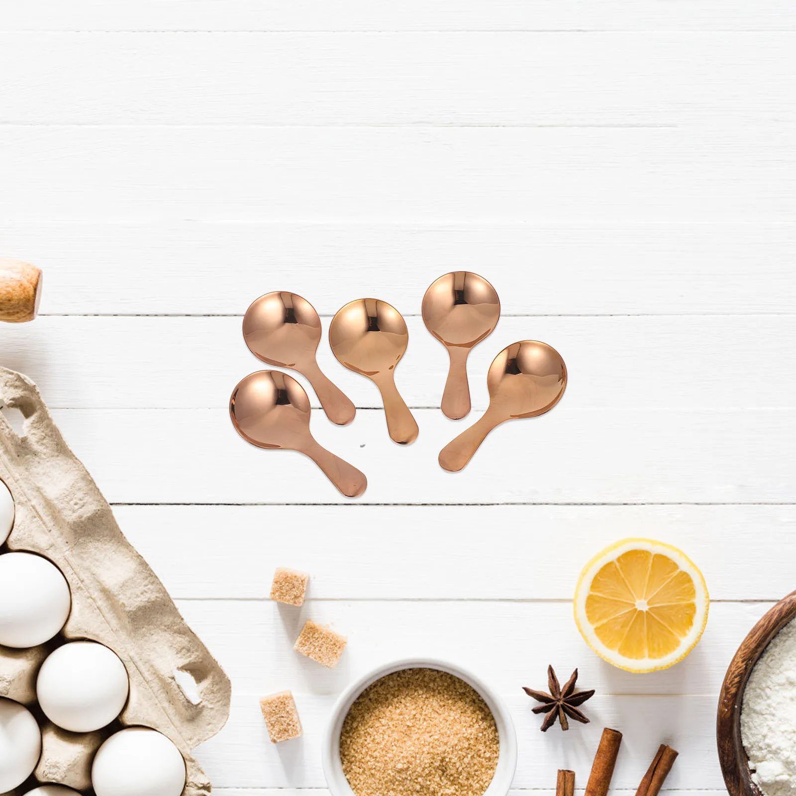 

5 Pcs Stainless Steel Mini Spoon Condiments Cute Coffee Measuring Flour Scoop Bath Salt Ice Tea Spoons Bean