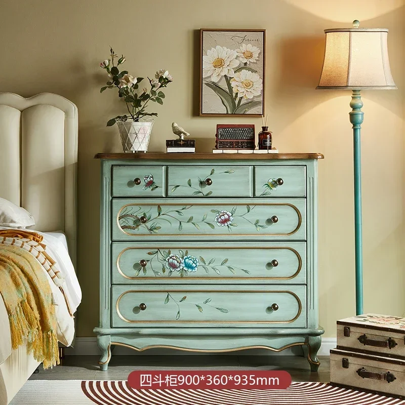 LXY home front door solid wood high-end partition cabinet living room painted retro foyer locker