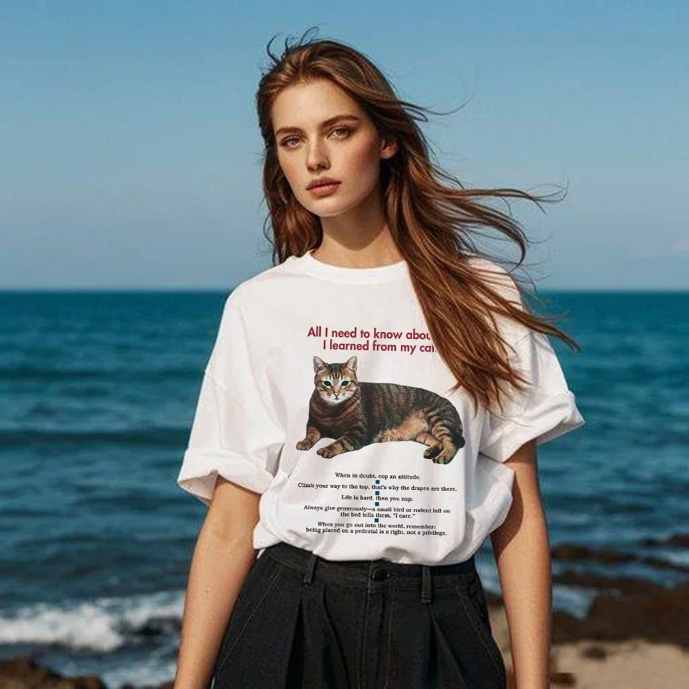 

Women's American Peach Juice Aesthetic Garbage Printed T-shirt Summer 90s Kawaii White Casual Street Clothing Half-Sleeve Top