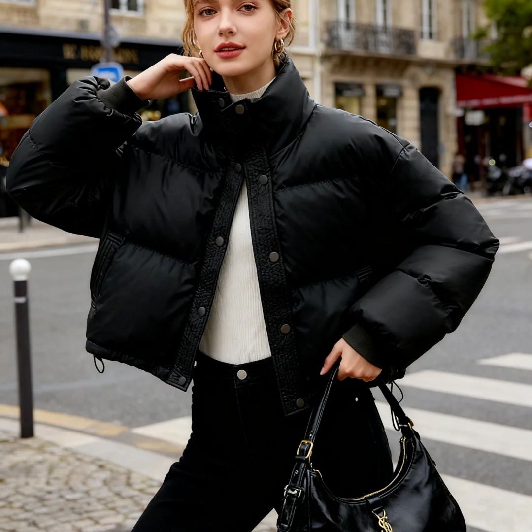 Parka feminina manga longa gola parkas sólido emendado zíper coberto botão jaqueta cardigan casacos outerwear high street