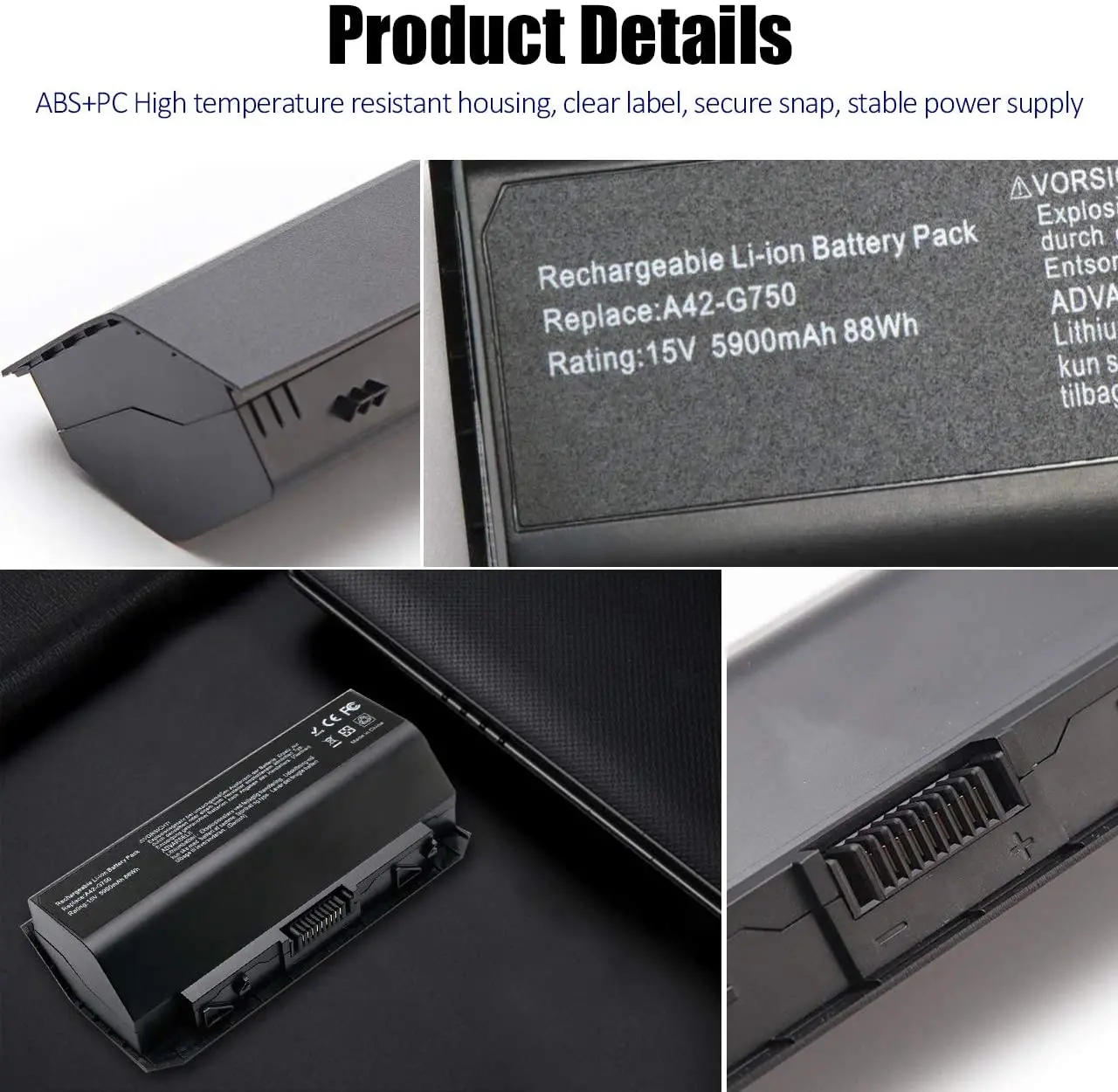 แบตเตอรี่แล็ปท็อป A42-G750ใหม่สำหรับ ASUS ROG G750 G750JH G750J G750JM G750JS G750JW โน้ตบุ๊ค15V 5900mAh/88WH