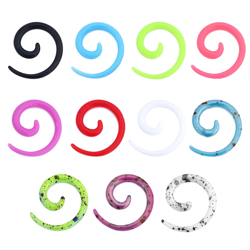 2pcs 1.2-8mm Acrylic Spiral Ear Gauges Fake Ear Tapers Stretching Plugs Tunnel Expanders Earlobe Cartilage Body Piercing Jewelry