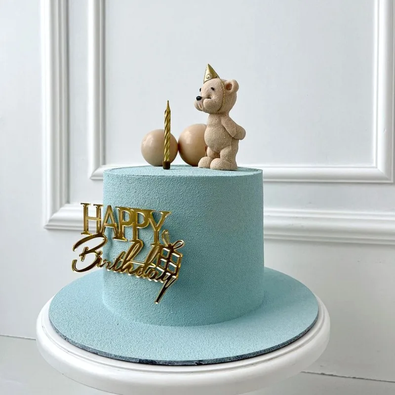 Nieuwe acryl kinderen gelukkige verjaardag taart toppers gouden jongen of meisje verjaardagsfeestje taart topper voor kraamcadeau dessert decoratie