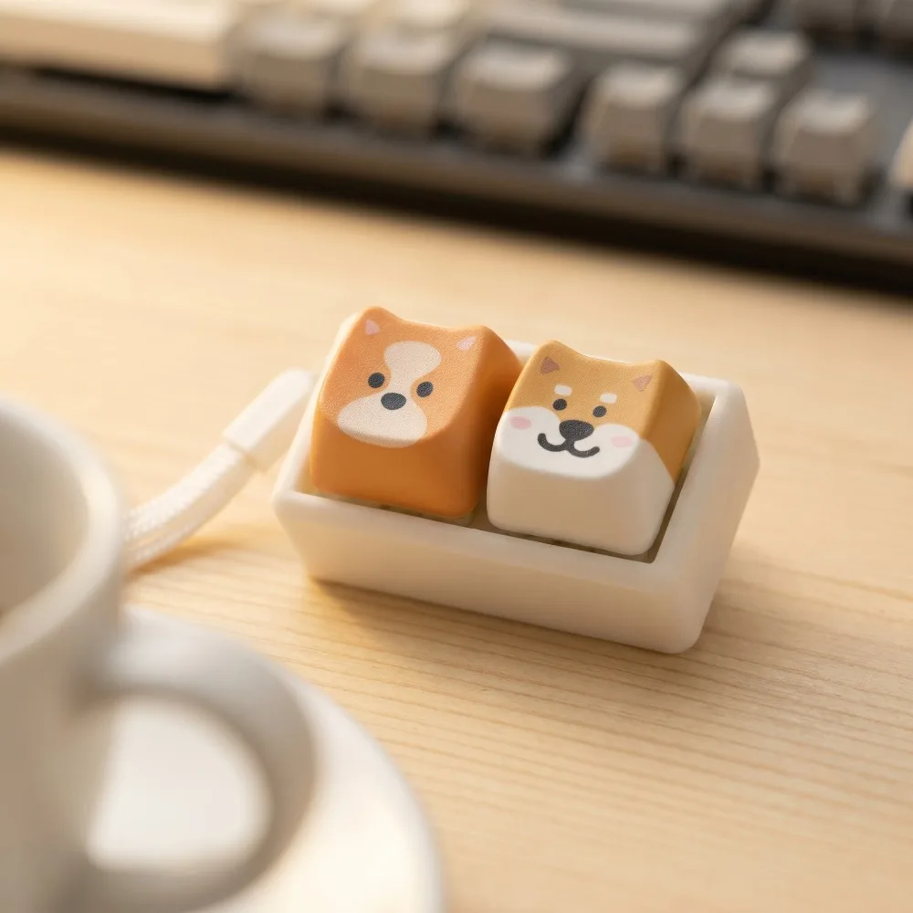 Funny Dog Pattern Finger Keyboard Pass The Time Anxiety Relief Keycap Keychain Portable Lightweight Pinch Students