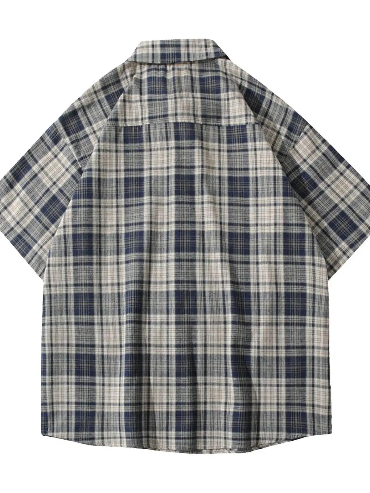 

Американский клетчатый свободный ор Све irt Широкий крой Thiened Fce Осенний воротник Nine Points Sve Мужской повседневный воротник