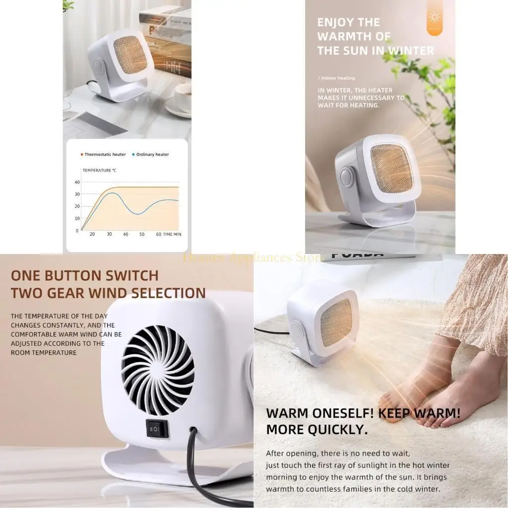 

D0AB Керамический нагреватель вентилятора Портативный электрический обогреватель для общежития домашнего офиса