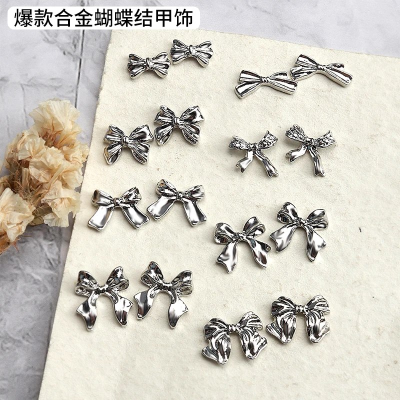 

50Pcs Multi-Shapes Nail Alloy Bowtie Shaped Designs Charms 3d Metal Nail Decorations DIY Nail Manicure Accessories Bow Charms