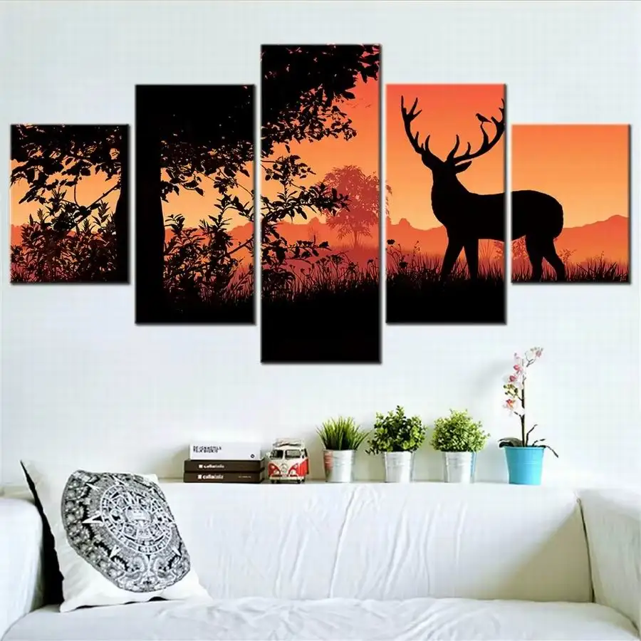 

Deers and Sunset 5 Piece Diy Diamond Arts Painting Kits Abstract Animals Full Square Round Drill Mosaic Embroidery Picture