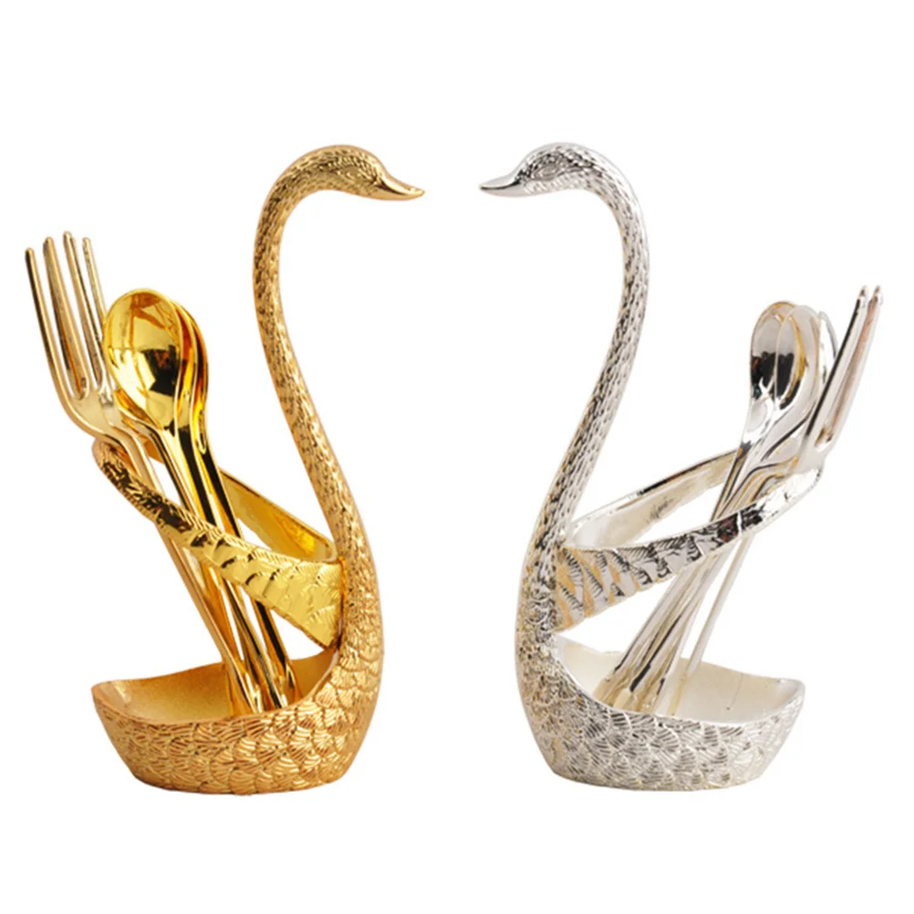

2pcs Cutlery Stand Holder Swan Shaped Tableware Storage Base Kitchen Organizer Forks Spoons Drying Rack Home Restaurant Supply