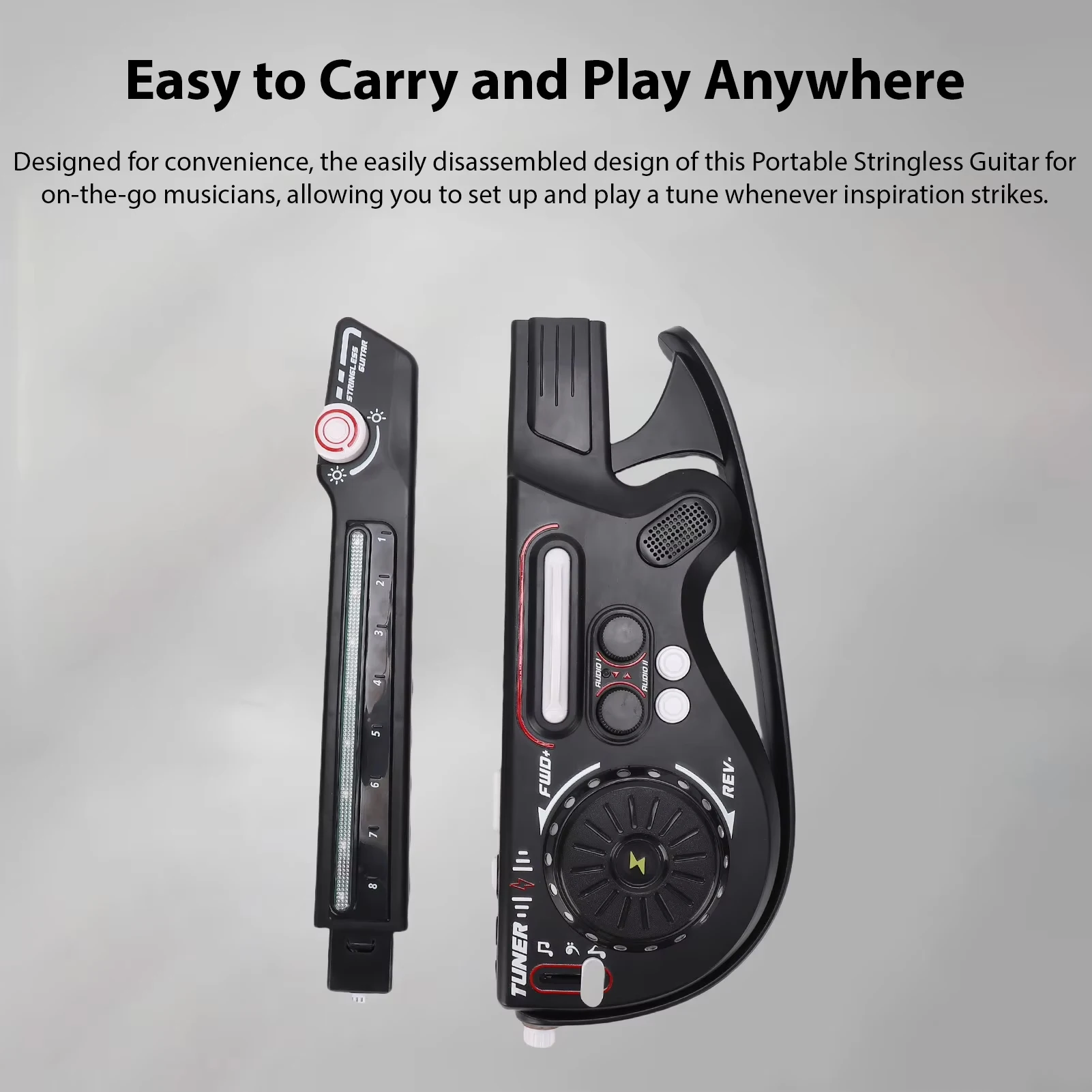 Smart Electric Guitar Toy Stringless DJ Mixing with Bluetooth LED Lights Bass Guitar Sounds for Student Music Enlightenment