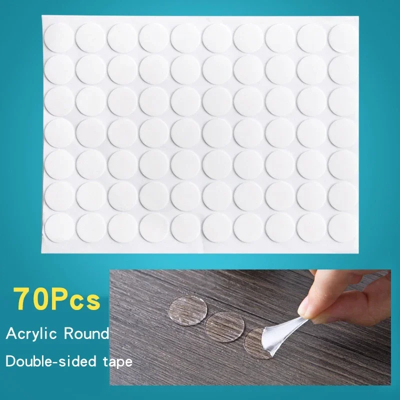 

70Pcs Acrylic Double-sided Adhesive Round Glue Seamless No Trace Household Paste Decoration Waterproof Strongly Fixe 2cm strips