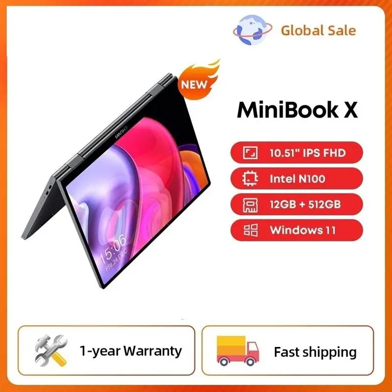 To MiniBook X Laptop Tablet 2 In 1 Intel N100 /N5100 10.51