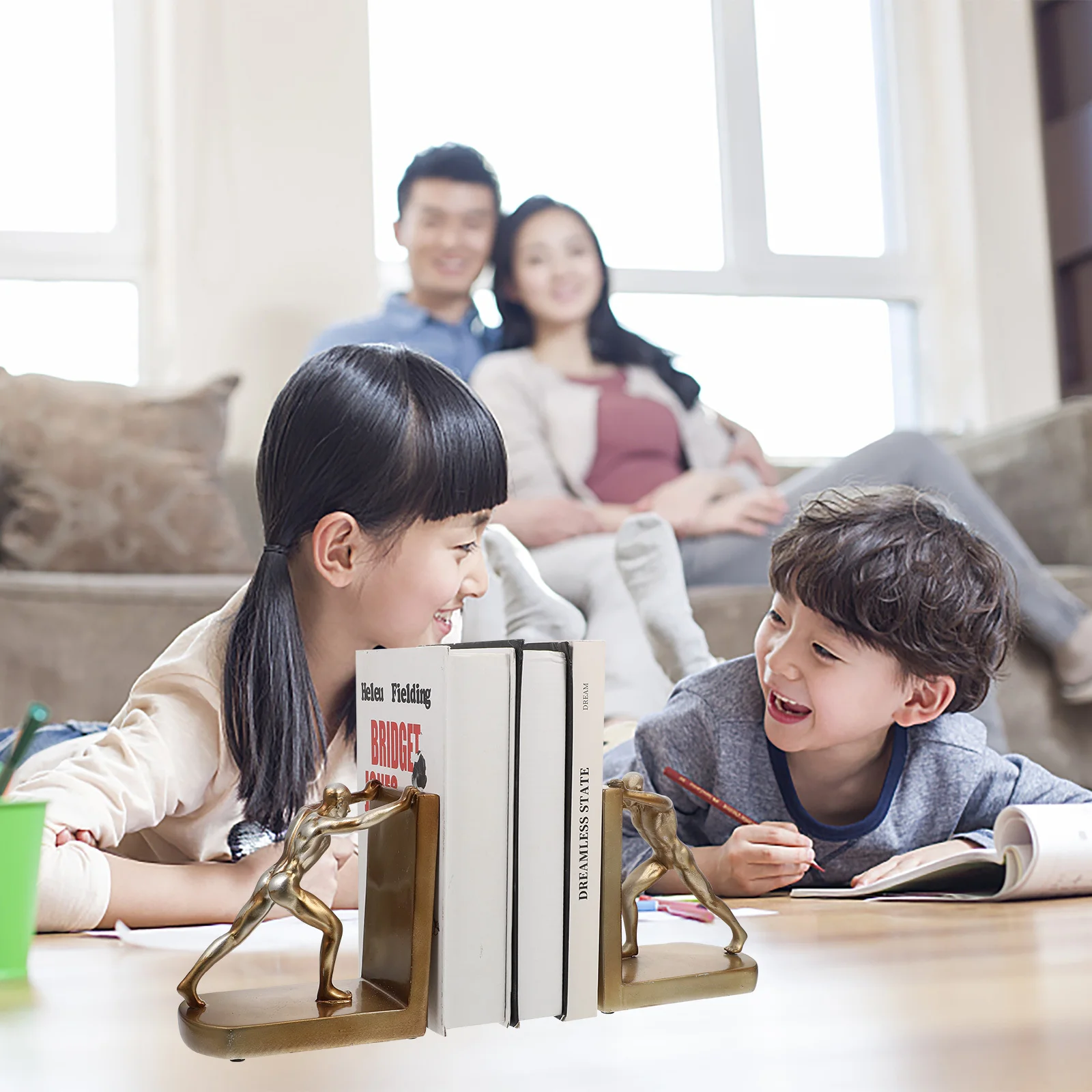 

2Pcs Strongman Bookends Creative Resin Home Office Decorative Book Shelf Adornment Modern Minimalist Chic Desktop Ornament