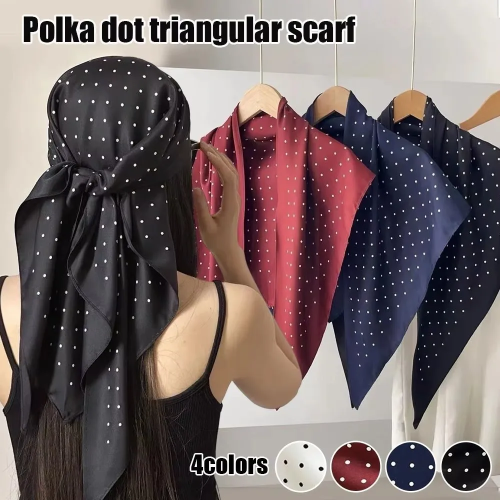 Stacked Wear Polka Dot Triangle Scarf Waist Tie Triangular Shape Waist Tying Scarf Versatile Decorative Headscarf
