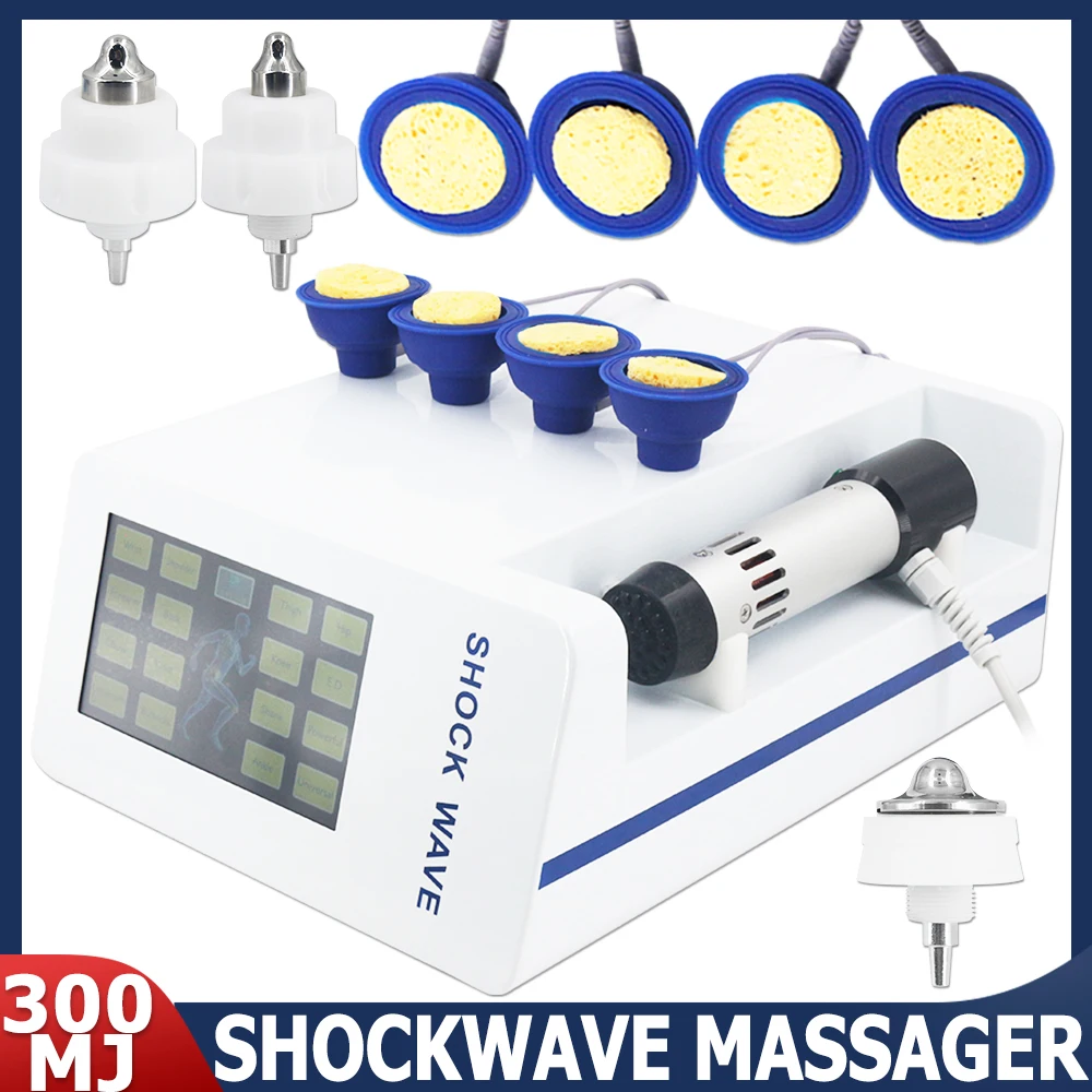 Máquina de terapia por ondas de choque ems eficaz para tratamento ed disfunção erétil alívio da dor muscular 300mj massageador por ondas de choque novo