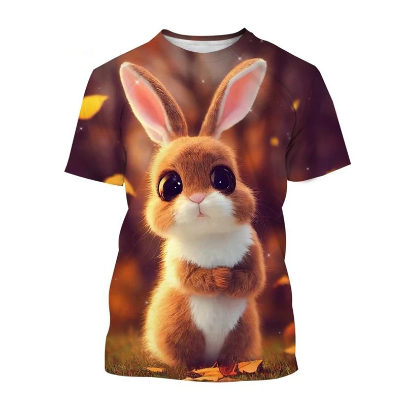 تي شيرت للرجال بطباعة أرنب ثلاثية الأبعاد كرتونية ، رقبة مستديرة ، أكمام قصيرة ، قمم غير رسمية ، تيشيرتات حيوانات لطيفة ، تخفيضات كبيرة ، ملابس أطفال