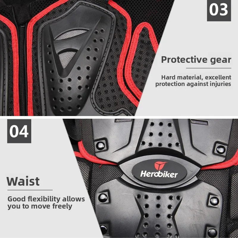 Universal Durable Motorcycle Armor Jacket Protective Suit with Chest Elbow Knee Guards for Offroad Motocross Riding Pro