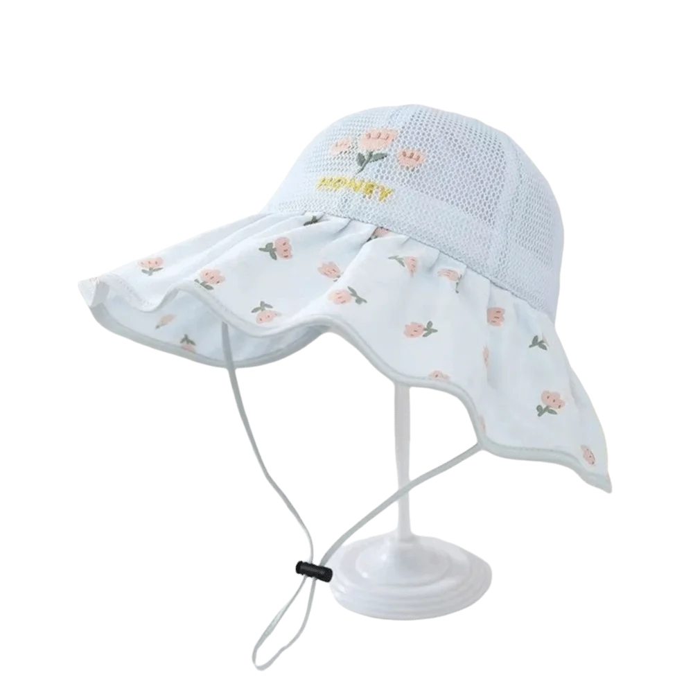 

Модная сетчатая детская кепка от солнца с большими полями и цветочным узором, детская шляпа от солнца, складная солнцезащитная рыбацкая шляпа, весенняя