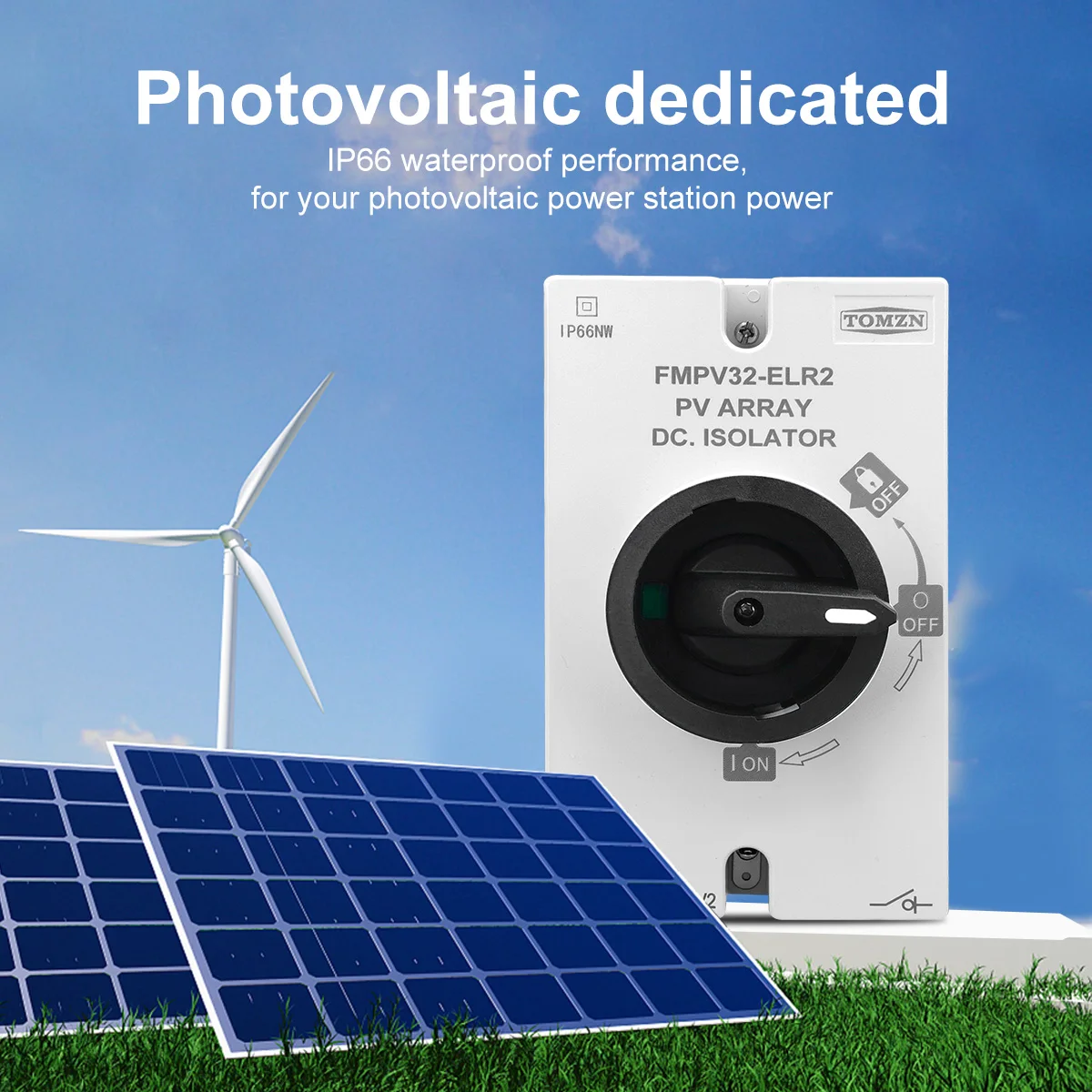 TOMZN 4P PV DC 1200V 32A IP66 Waterproof Solar Rotating Handle Isolator Rotary Switch Disconnector For Solar Distribution Box