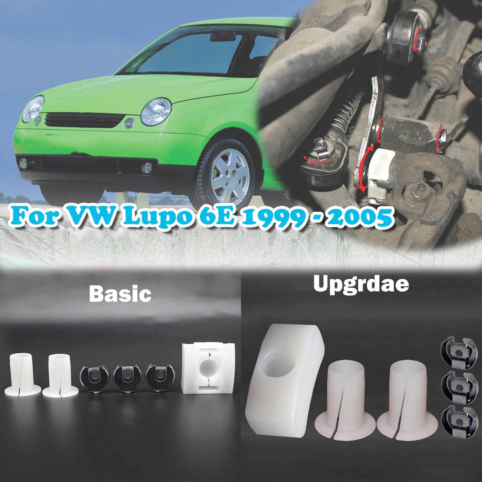 

For VW Lupo 6E Gear Selector Wiring Washer Shift Relay Lever Slide Shoe Bushing Bearing Kit N90815903 1999 2000 2001 2002 - 2005