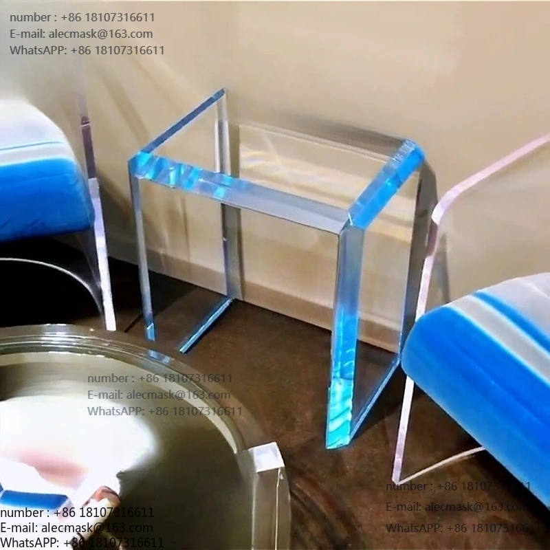 

Designer acrylic transparent coffee table art installation personalized small apartment square color edge table