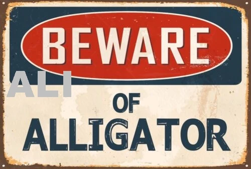 Остерегайтесь алюминия аллигатора 8x12, металлическая новинка, винтажная репродукция, знак опасности, пп