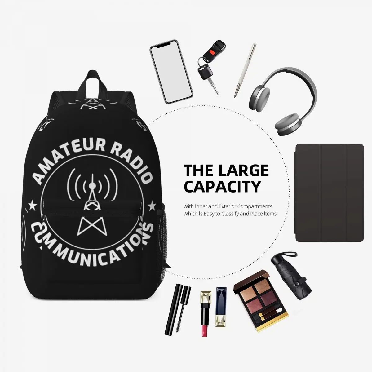 Amateur Ham Radio Operator Gift Backpack Daypack Large Capacity Boys Girls BookBag School Bag Shoulder Bags for Men Women view 3