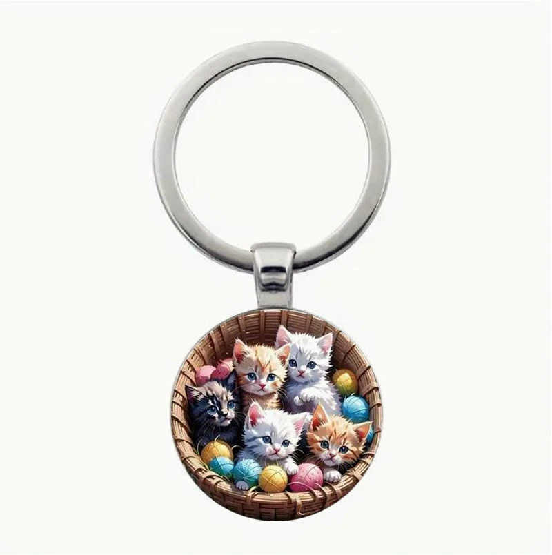 

Charming Cat Family Keychain - Zinc Alloy, Men's and Women's Fashion Accessories - Perfect Gift for Birthday and Festival
