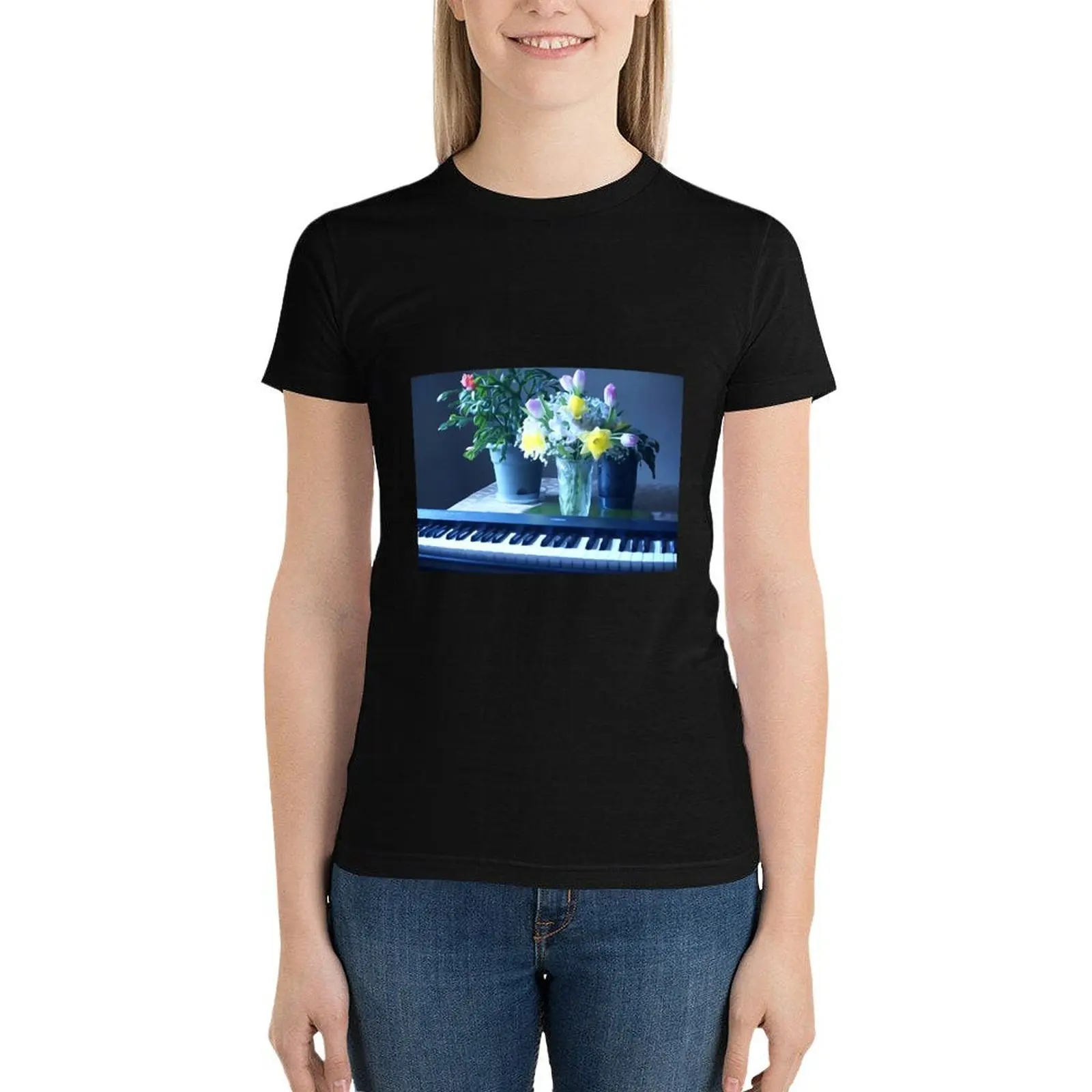 

My story--music and flowers T-Shirt Blouse Aesthetic clothing shirts graphic tees t-shirts for Women graphic tees